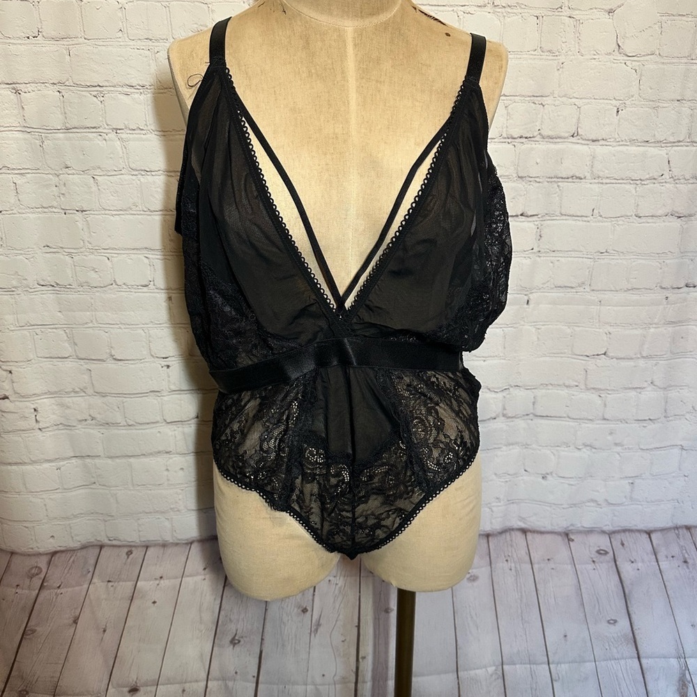 Strappy Black Lace‎ Bodysuit Plus Size 2x Oh la la Cheri